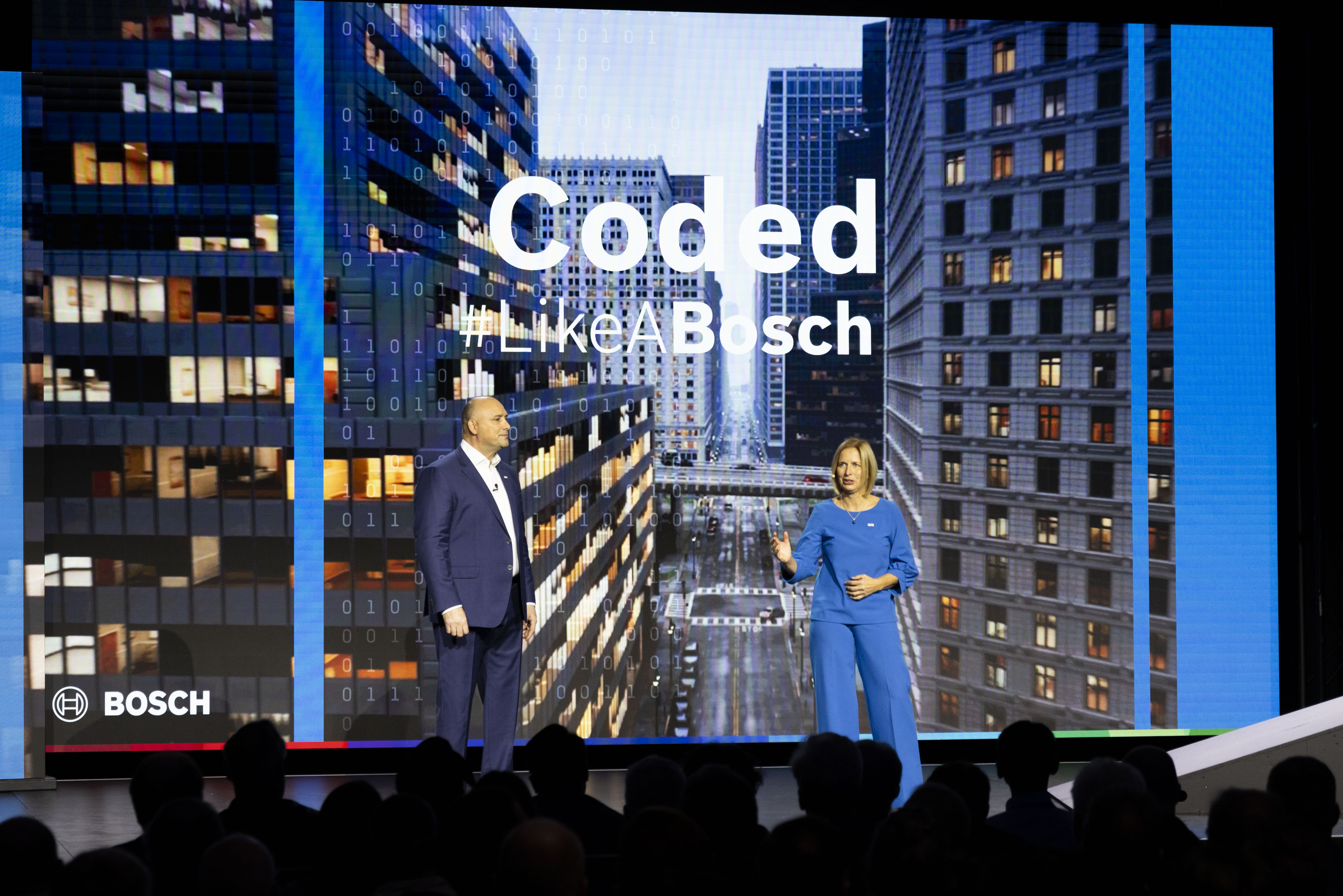 Tanja Rückert, member of the board of management of Robert Bosch GmbH, and Paul Thomas, president of Bosch in North America.