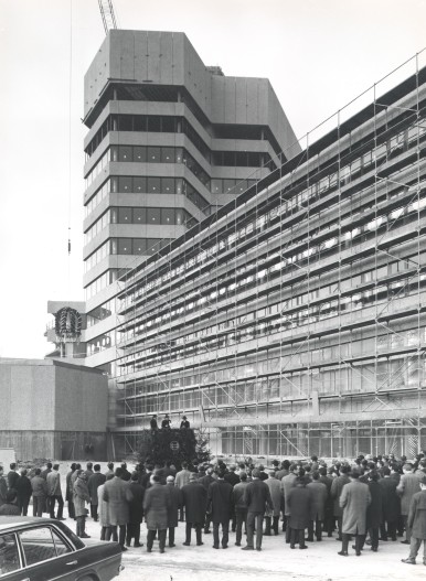 Richtfest Bosch-Hauptzentrale Schillerhöhe in Gerlingen bei Stuttgart, 1969