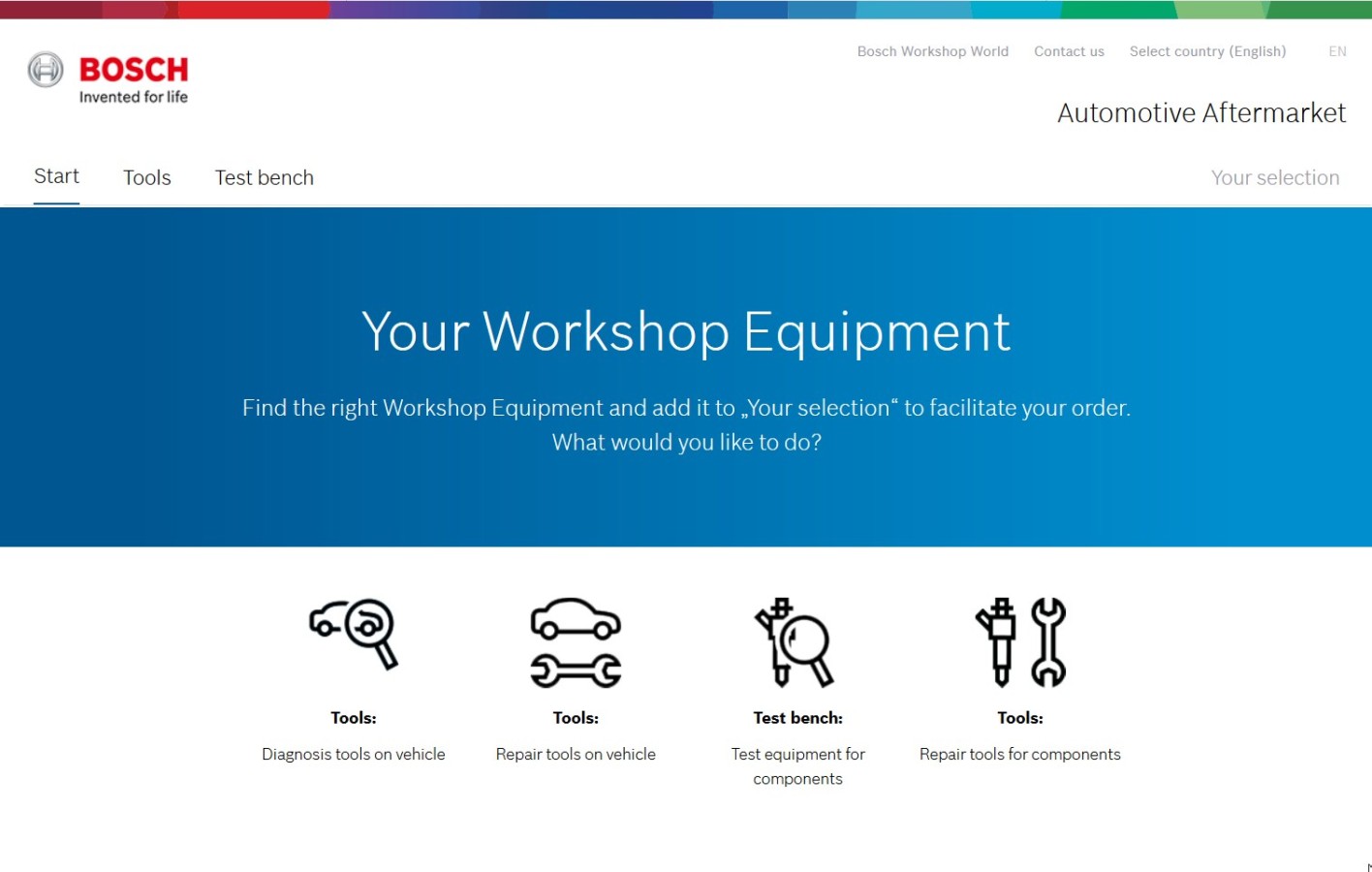 New Bosch online catalog for diesel test benches, repair tools and