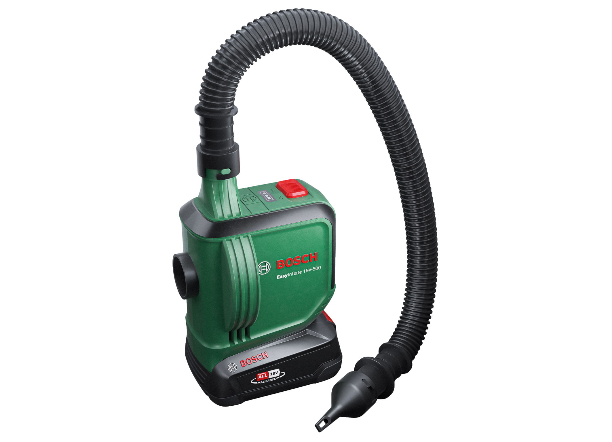 First volume pump in the '18V Power for All System': Bosch EasyInflate  18V-500 for leisure equipment - Bosch Media Service
