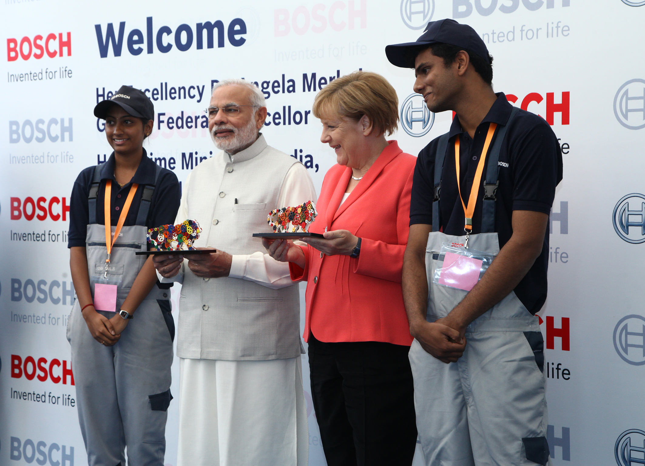 Chancellor Merkel And Prime Minister Modi At Bosch In Bangalore